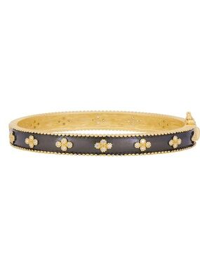 Freida Rothman black and gold oval hinge bangle